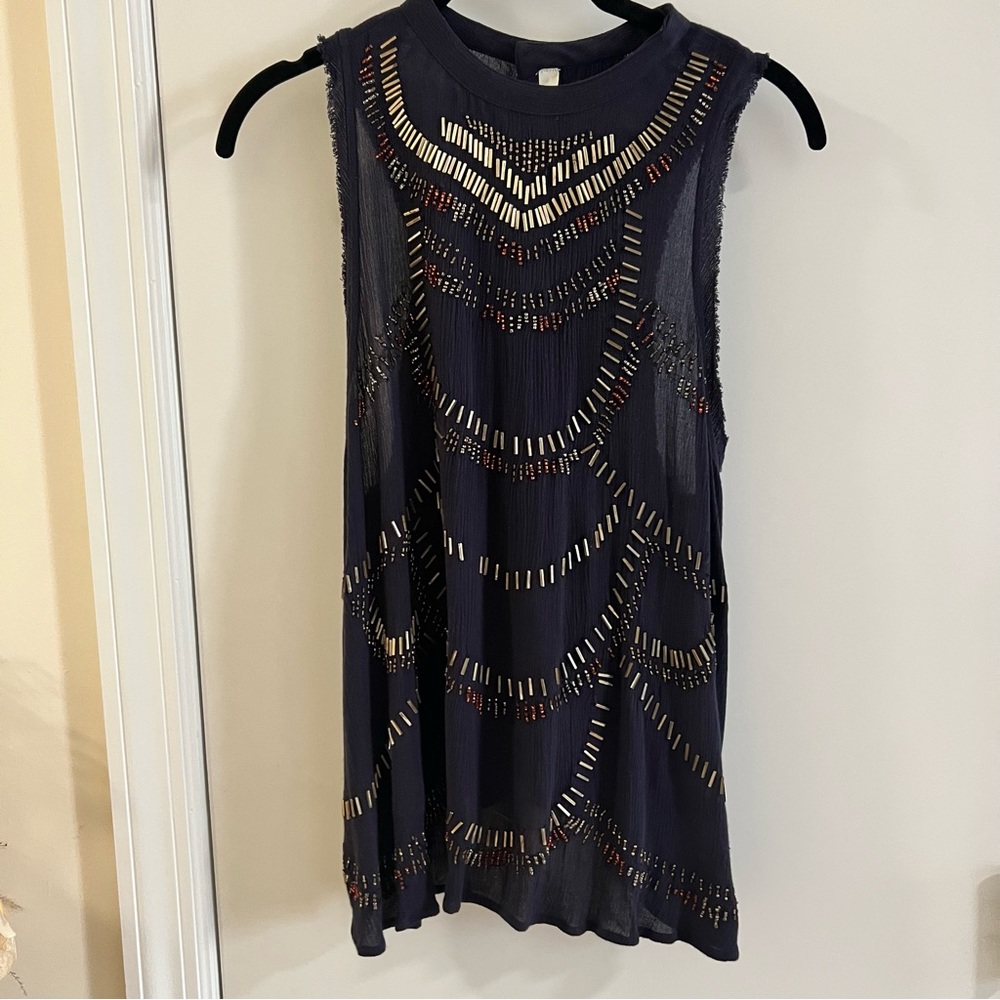 Free People Open Back Beaded Top, small